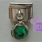 Round Dangle Emerald Crystal Birthstone Italian Charm for May