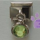 Round Dangle Peridot Crystal Birthstone Italian Charm for August
