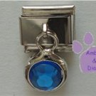 Round Dangle Sapphire Crystal Birthstone Italian Charm September