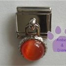 Round Dangle Topaz Cats Eye Birthstone Italian Charm November
