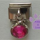 Round Dangle Tourmaline Crystal Birthstone Italian Charm October