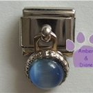 Round Dangle Zircon Cats Eye Birthstone Italian Charm December