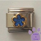 Blue Sapphire Glitter Flower Italian Charm for September