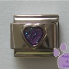 Glitter Heart Birthstone Italian Charm Amethyst-Purple for February