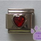 Glitter Heart Birthstone Italian Charm Garnet-Red for January