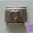 Glitter Heart Birthstone Italian Charm Opal-Pink for October