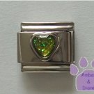 Glitter Heart Birthstone Italian Charm Peridot-Green for August
