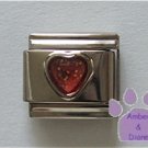 Glitter Heart Birthstone Italian Charm Ruby-Red for July
