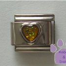 Glitter Heart Birthstone Italian Charm Topaz-Yellow for November