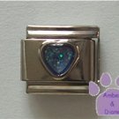 Glitter Heart Birthstone Italian Charm Zircon-Blue for December