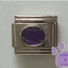 Glitter Oval Birthstone Italian Charm Amethyst-Purple for February