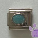 Glitter Oval Birthstone Italian Charm Aquamarine-blue for March