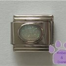 Glitter Oval Birthstone Italian Charm Diamond-White for April