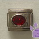 Glitter Oval Birthstone Italian Charm Garnet-Red for January