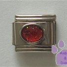 Glitter Oval Birthstone Italian Charm Ruby-Red for July