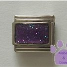 Glitter Rectangle Birthstone Italian Charm Amethyst-Purple February