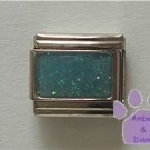 Glitter Rectangle Birthstone Italian Charm Aquamarine-blue March