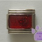 Glitter Rectangle Birthstone Italian Charm Garnet-Red for January