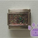 Glitter Rectangle Birthstone Italian Charm Opal-Pink for October