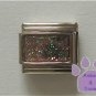 Glitter Rectangle Birthstone Italian Charm Opal-Pink for October