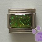 Glitter Rectangle Birthstone Italian Charm Peridot-Green for August