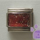 Glitter Rectangle Birthstone Italian Charm Ruby-Red for July