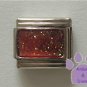 Glitter Rectangle Birthstone Italian Charm Ruby-Red for July
