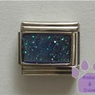 Glitter Rectangle Birthstone Italian Charm Zircon-Blue for December