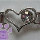 Birthstone Heart Italian Charm Connector Alexandrite-Purple June