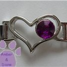 Birthstone Heart Italian Charm Connector Amethyst-Purple for February
