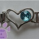 Birthstone Heart Italian Charm Connector Aquamarine-blue March