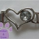 Birthstone Heart Italian Charm Connector Diamond-Clear for April