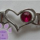 Birthstone Heart Italian Charm Connector Garnet-Red for January
