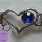 Birthstone Heart Italian Charm Connector Sapphire-Blue September