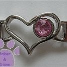 Birthstone Heart Italian Charm Connector Tourmaline-Pink October