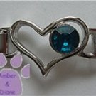 Birthstone Heart Italian Charm Connector Zircon-Blue  December