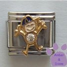 Boy April Birthstone Italian Charm with Diamond Crystal