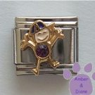 Boy February Birthstone Italian Charm with Amethyst Crystal