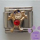 Boy July Birthstone Italian Charm with Ruby Crystal