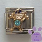 Boy March Birthstone Italian Charm with Aquamarine Crystal