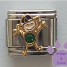 Boy May Birthstone Italian Charm with Emerald Crystal