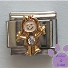 Girl April Birthstone Italian Charm with Diamond Crystal