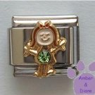 Girl August Birthstone Italian Charm with Peridot Crystal