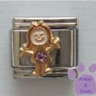 Girl June Birthstone Italian Charm with Alexandrite Crystal