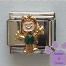 Girl May Birthstone Italian Charm with Emerald Crystal