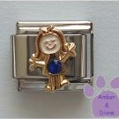 Girl September Birthstone Italian Charm with Sapphire Crystal