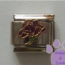 Open Rose Birthstone Italian Charm Amethyst-Purple for February