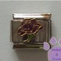 Open Rose Birthstone Italian Charm Amethyst-Purple for February