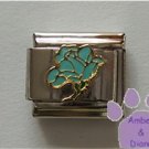 Open Rose Birthstone Italian Charm Aquamarine-blue for March