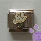 Open Rose Birthstone Italian Charm Diamond-White for April